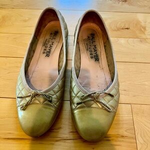 Paul Mayer Champagne Gold Quilted Leather Ballet Flats Size 10